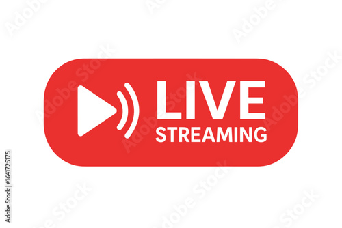 Live video streaming button for news, TV, online broadcasting, webinars, digital broadcast interface, live webcast, real-time media, transparent vector illustration