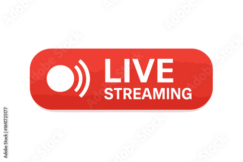 Live video stream button for news, TV, and online broadcasting, webinar, live streaming, digital broadcast icon, online media, vector illustration on transparent background