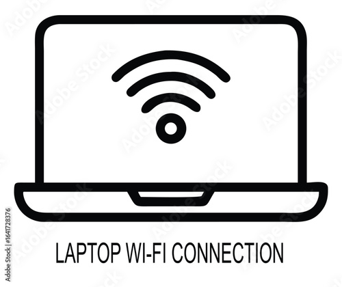 Laptop with wi fi signal icon