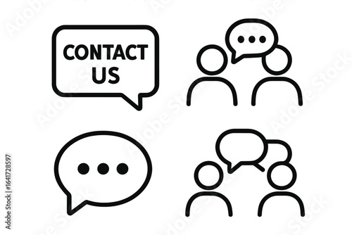 Communication Icons for Web and Mobile Apps. Contact Us, Discussion, Speech Bubbles, Talking, Consultation, Chat Conversation, User Interaction, Vector Illustration Transparent Background