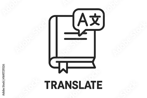 Translation and Vocabulary Symbol, Language Learning Icon, Vector Illustration on Transparent Background, Multilingual Communication, Education and Linguistics Concept