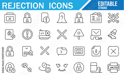 Editable icons for security issues, access denial, and prohibited actions.