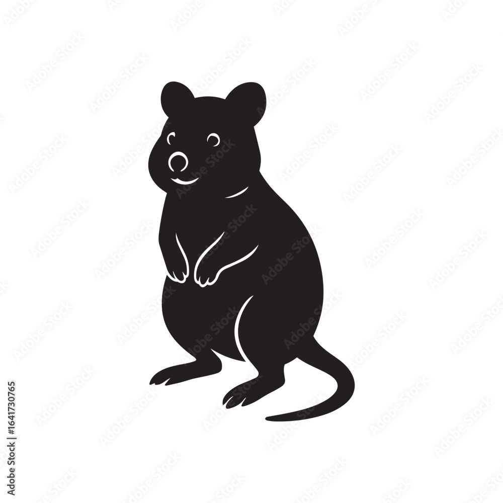 Naklejka premium Black and white quokka silhouette