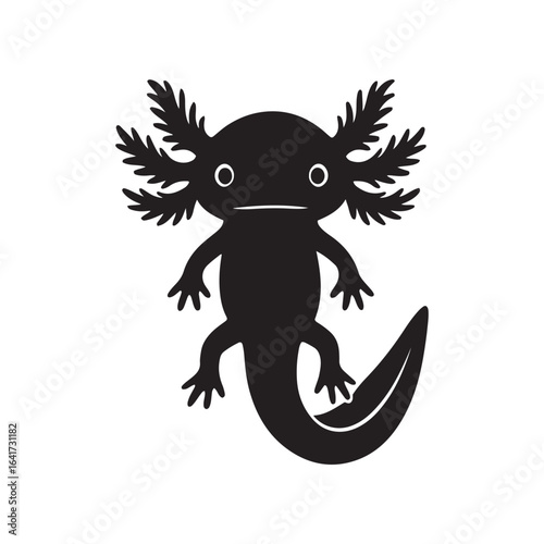 
Black and white axolotl silhouette