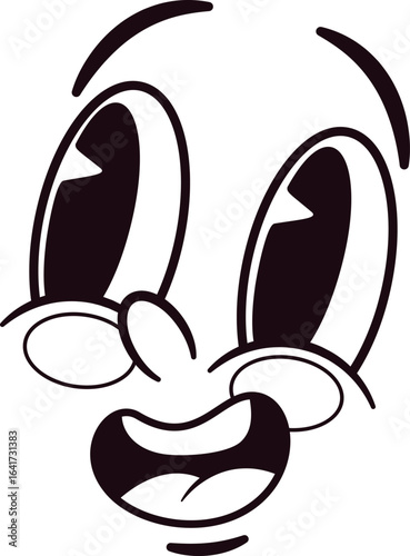 Amazed retro face caricature vector illustration