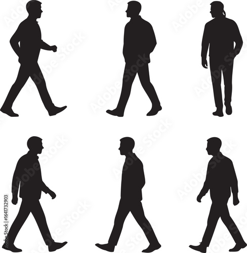 Walking Silhouette Set – 6 Human Gait Poses for Motion Study, Animation & Design