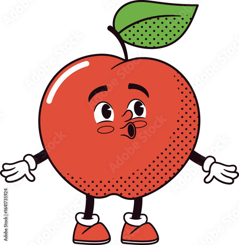 Funny apple whistling character vector illustration