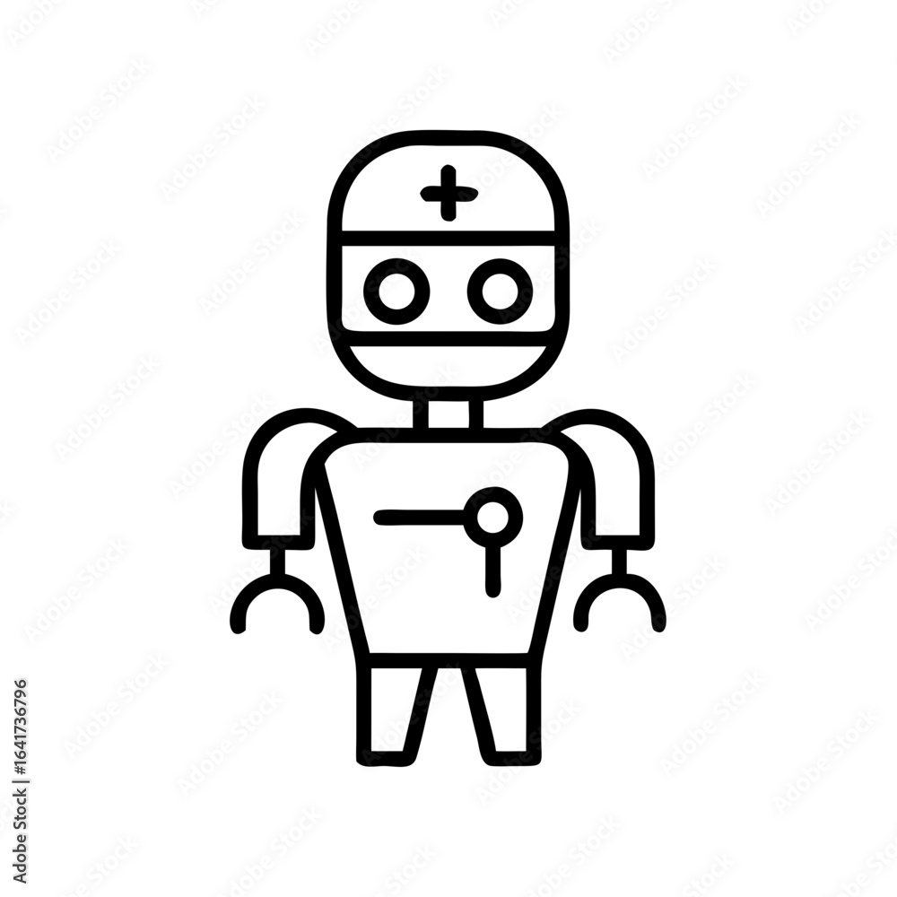 Robot surgeon in minimalist design with line art style for healthcare Robot surgeon in minimalist design with line art style for healthcare