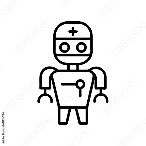 Robot surgeon in minimalist design with line art style for healthcare  