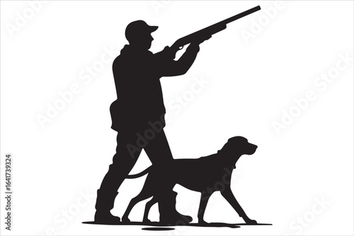 Man Walking Dog Silhouette Pet Walker Clipart for Crafts