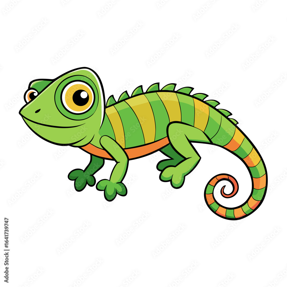 Fototapeta premium Simple Unique Design Chameleon Vector Style on White