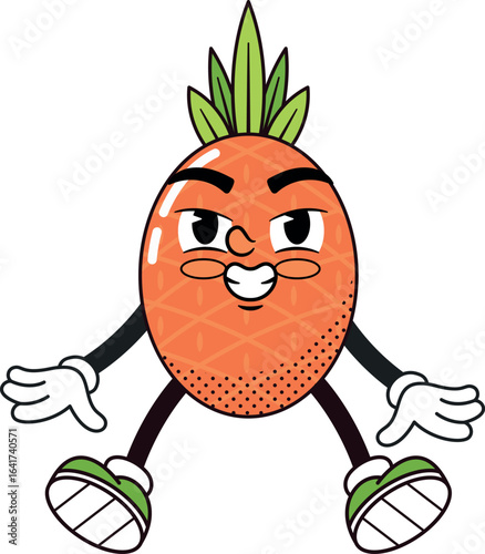 Tricky kawai pineapple mascot vector illustration