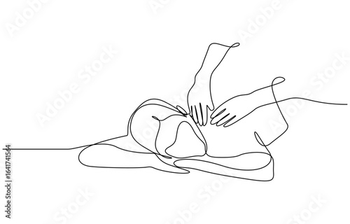 Continuous one line drawing of relaxing massage trendy minimalist illustration. Vector EPS 10