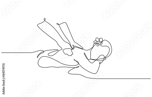 Continuous one line drawing of relaxing massage trendy minimalist illustration. Vector EPS 10