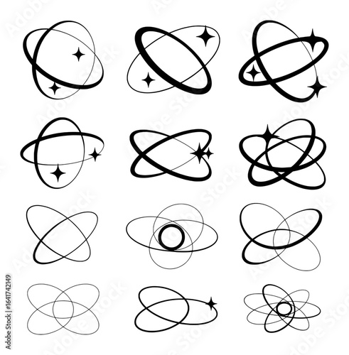 Abstract orbital shapes with starbursts motion