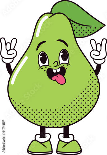 Funky groovy pear fruit character