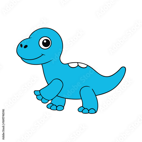 Friendly dinosaur walking in place with happy bouncy steps Vector illustration
