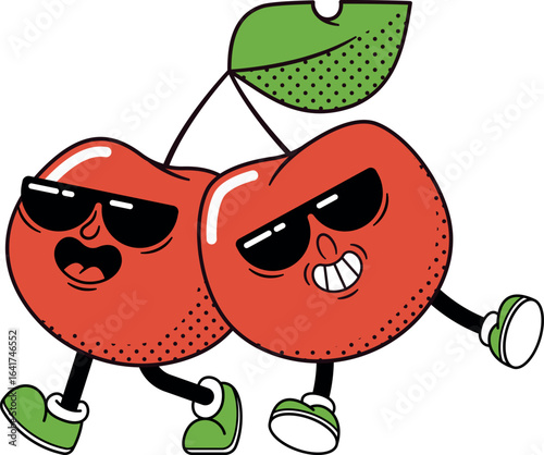 Cool cherry fruit kawai characters