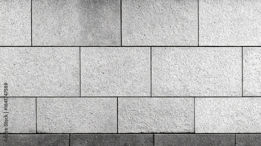 Naklejka premium Modern Gray Stone Tile Wall Texture, Architectural Facade, Urban Exterior, Smooth Blocks Close-Up