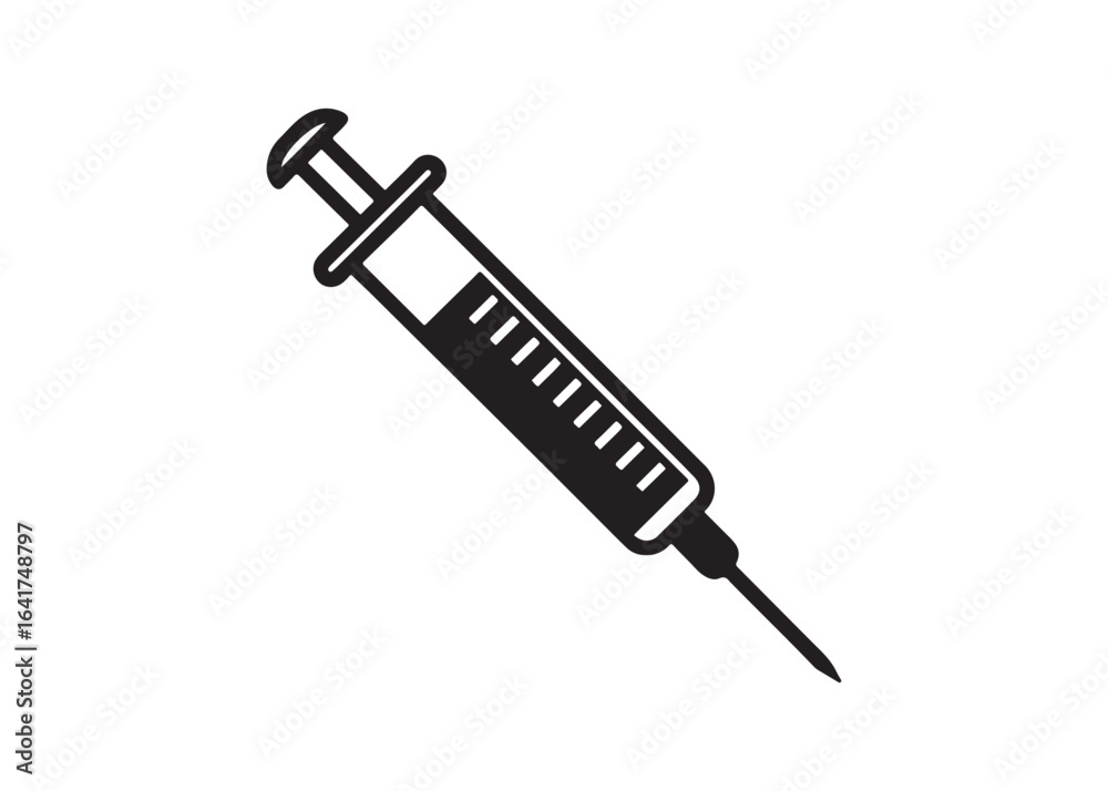 Syringe Injection Icon Line Art Medical Syringe Outline Vector Illustration. Syringe Injection Icon Line Art Medical Syringe Outline Vector Illustration.