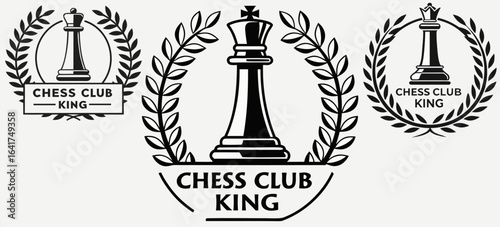 Chess Club King Badges with Laurel Wreath and Chess Piece for School Clubs, Tournaments, and Strategic Thinking Recognition
