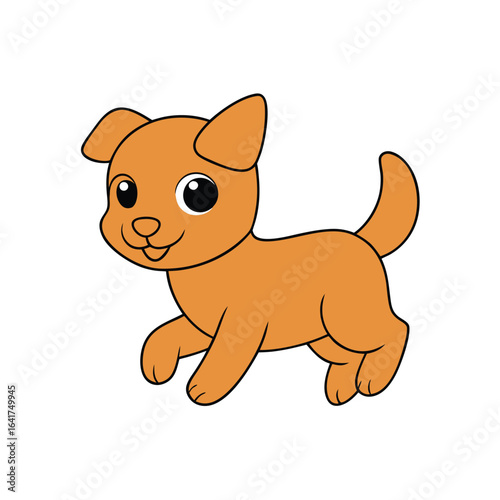 Cute puppy dog jumping happily in a joyful animated moment Vector illustration