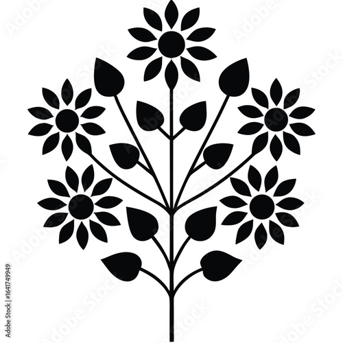 Florist element isolated seasonal flower chart on white background