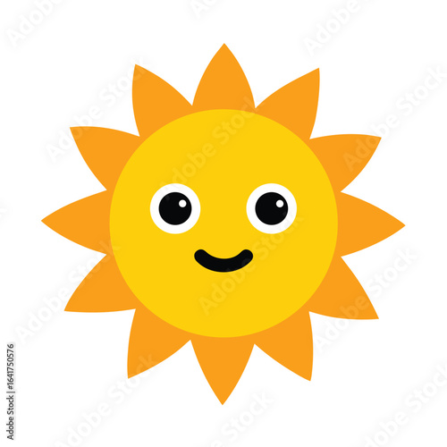 Cute glowing sun with blinking eyes and cheerful radiant charm Vector illustration