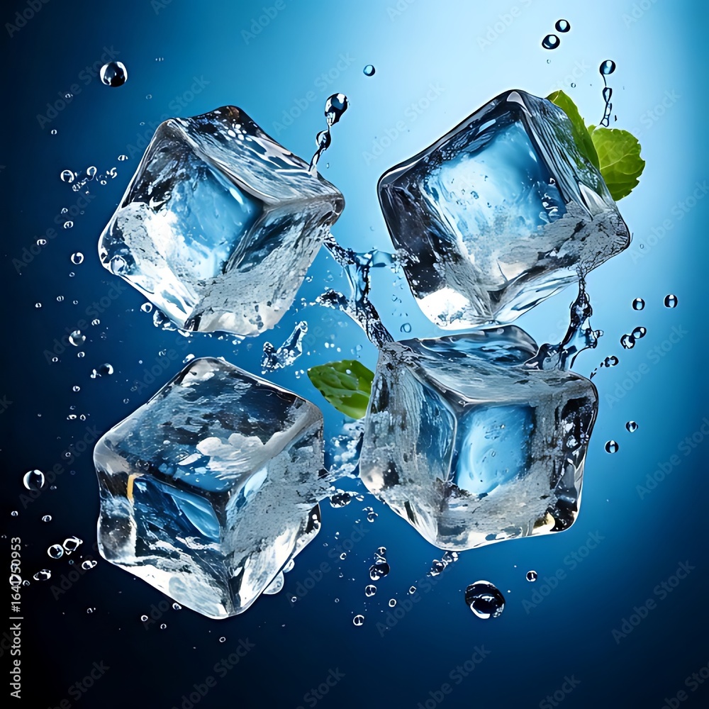 Obraz premium Ice cubes in water