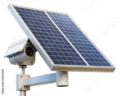 Solar powered security camera isolated on transparent background