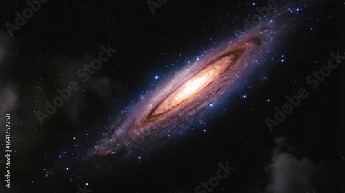 Cosmic Cloud Embrace: A Spiral Galaxy's Celestial Dance