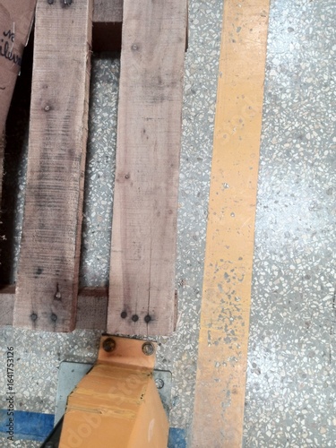 Wooden pallet in the warehouse 
