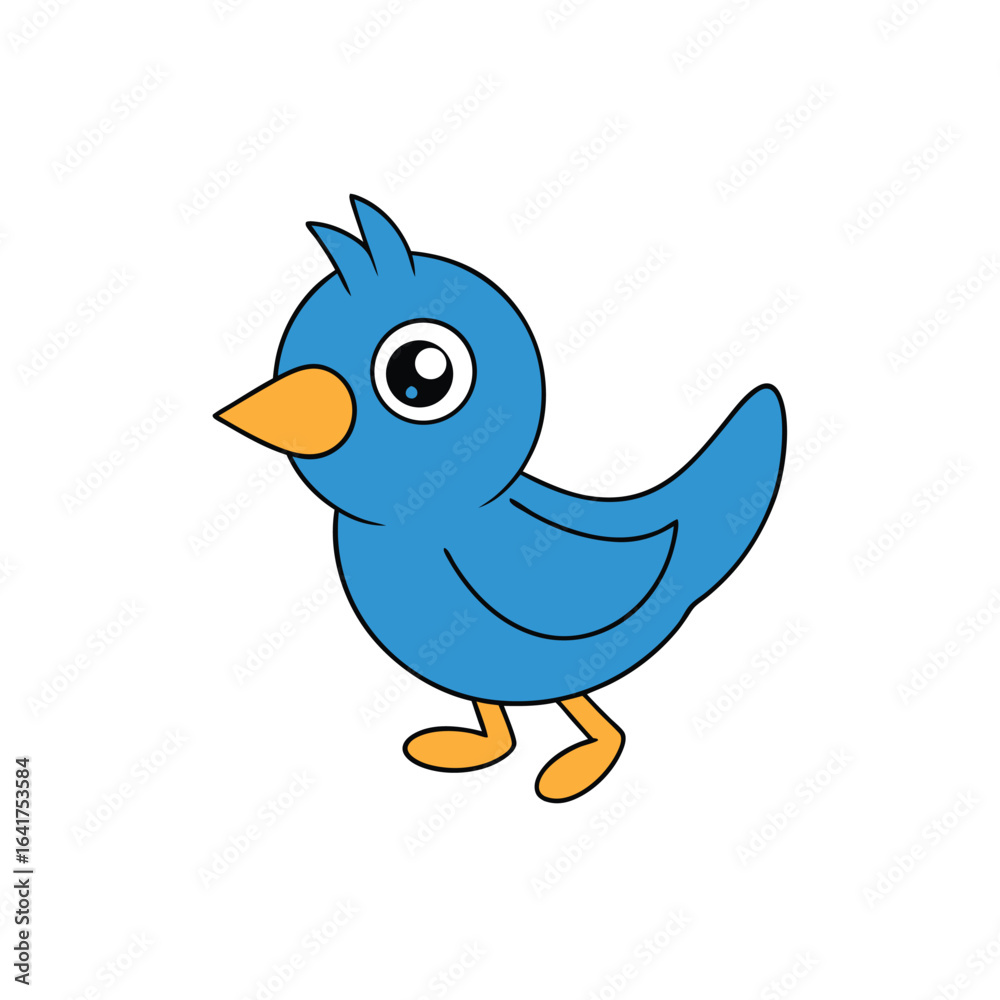 Fototapeta premium Cute cartoon bird hopping in place with cheerful energy Vector illustration