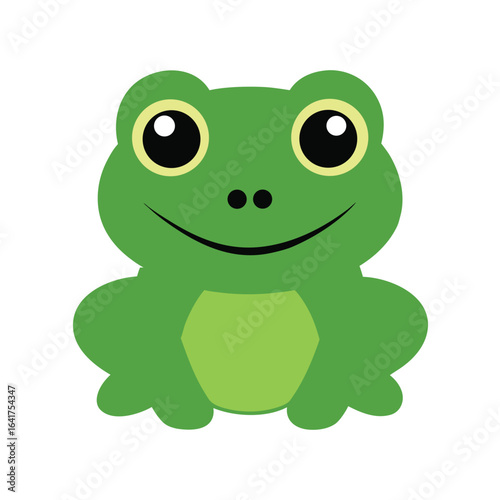 Cartoon frog blinking slowly while sitting still calmly Vector illustration
