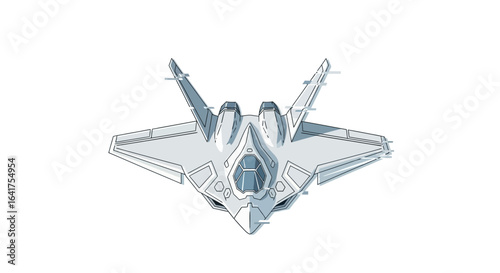 Futuristic Stealth Fighter Jet Top View Illustration.