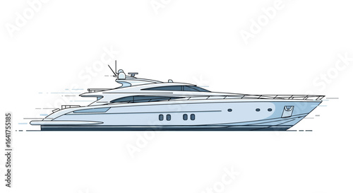 Modern Luxury Yacht Illustration on White Background.