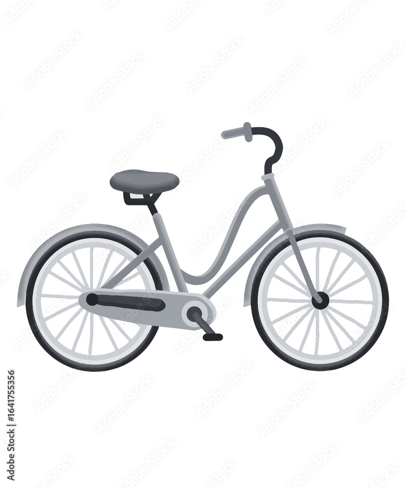 A Gray Classic Bicycle with Pedals, Handlebars, Tires, and a Comfortable Seat for Urban Transportation A Gray Classic Bicycle with Pedals, Handlebars, Tires, and a Comfortable Seat for Urban Transportation