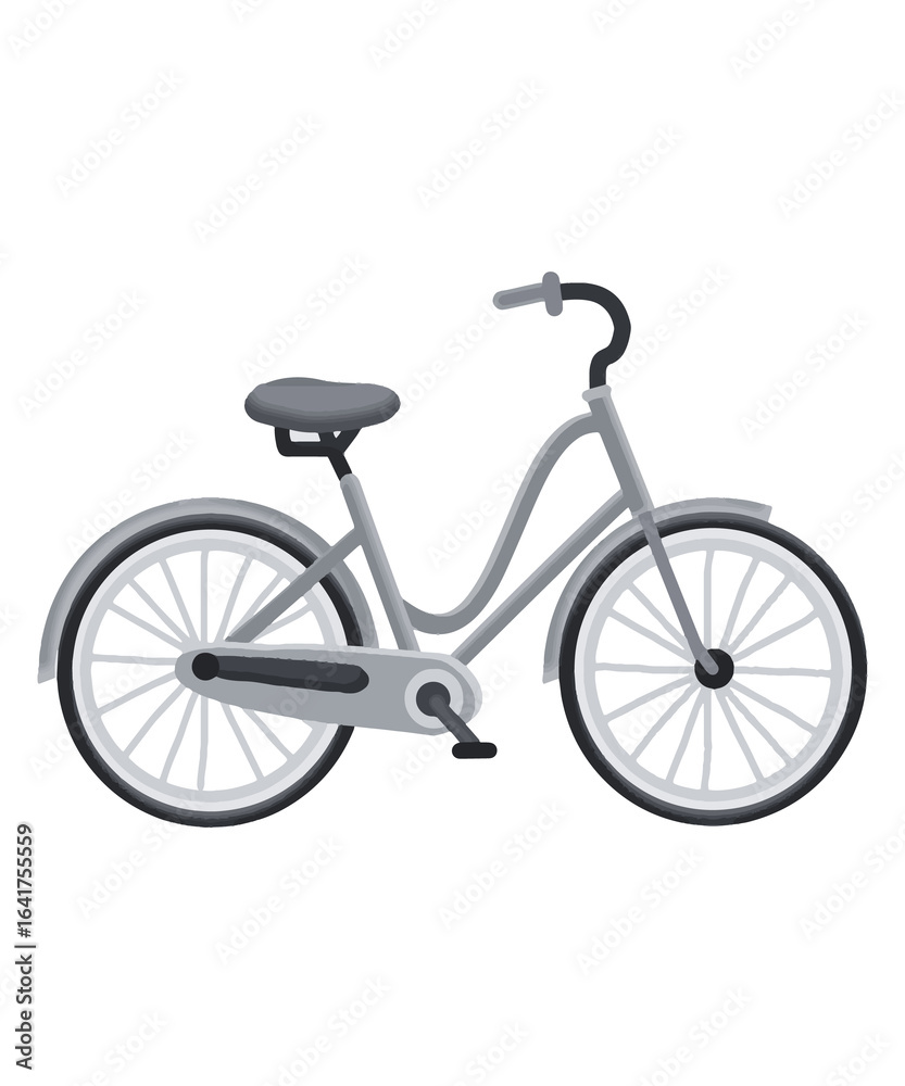 Elegant Gray Bicycle Illustration With a Comfortable Seat for a Leisurely Ride on a Sunny Day Elegant Gray Bicycle Illustration With a Comfortable Seat for a Leisurely Ride on a Sunny Day