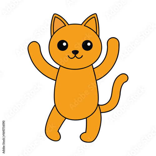 Cute cat dancing with paws up in a happy loop motion Vector illustration