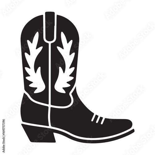 Cowboy boot silhouette icon, Cowboy boot icon vector illustration. Vector black silhouette. with white background.