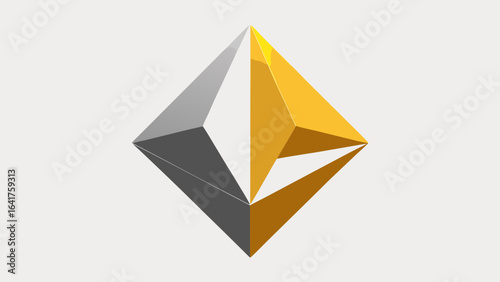 Free Download 3D Geometric Diamond Shape With Gold And Silver Facets crystal - GFXLoad