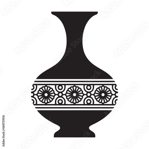 Arabic vase silhouette vector, vase icon vector illustration. Vector black silhouette. with white background.