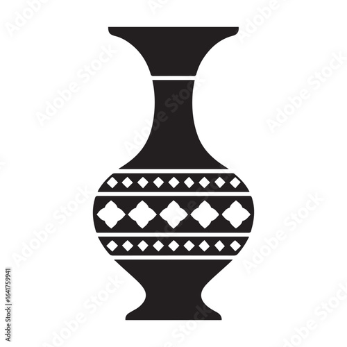 Arabic vase silhouette vector, vase icon vector illustration. Vector black silhouette. with white background.