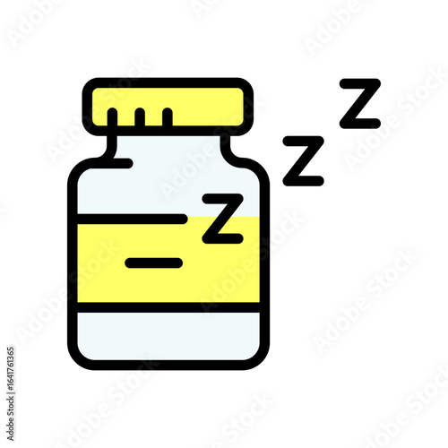 Sleeping Pills Color Icon. Sleep Aid Medication. Nighttime Rest And Relaxation. Insomnia Relief Symbol. Isolated Vector Illustration, isolated on white background.