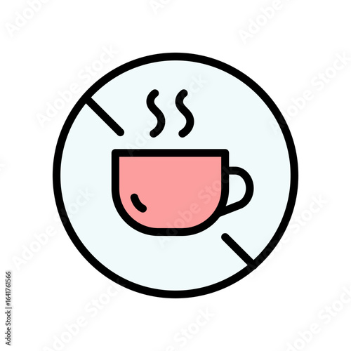 Caffeine free color icon. Decaffeinated drink. Product free ingredient. Anxiety, insomnia prevention method. Vector isolated drawing.
