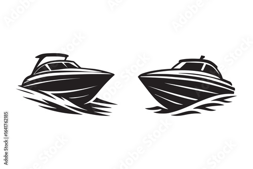Speed boat silhouette with white background