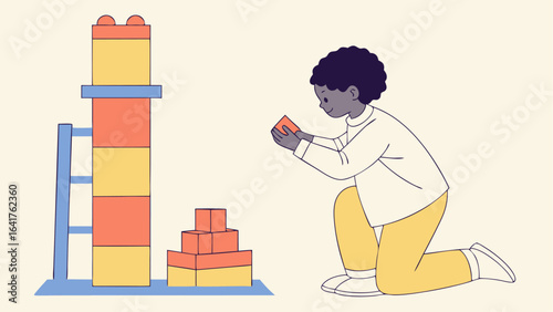 boy playing with blocks