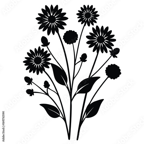 Florist element isolated wildflower mix on white background 