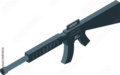 Isometric view of a powerful assault rifle, symbolizing military might, infantry weaponry, and modern warfare