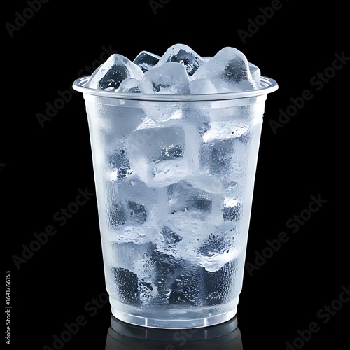 Plastic cup filled with ice cubes (1)